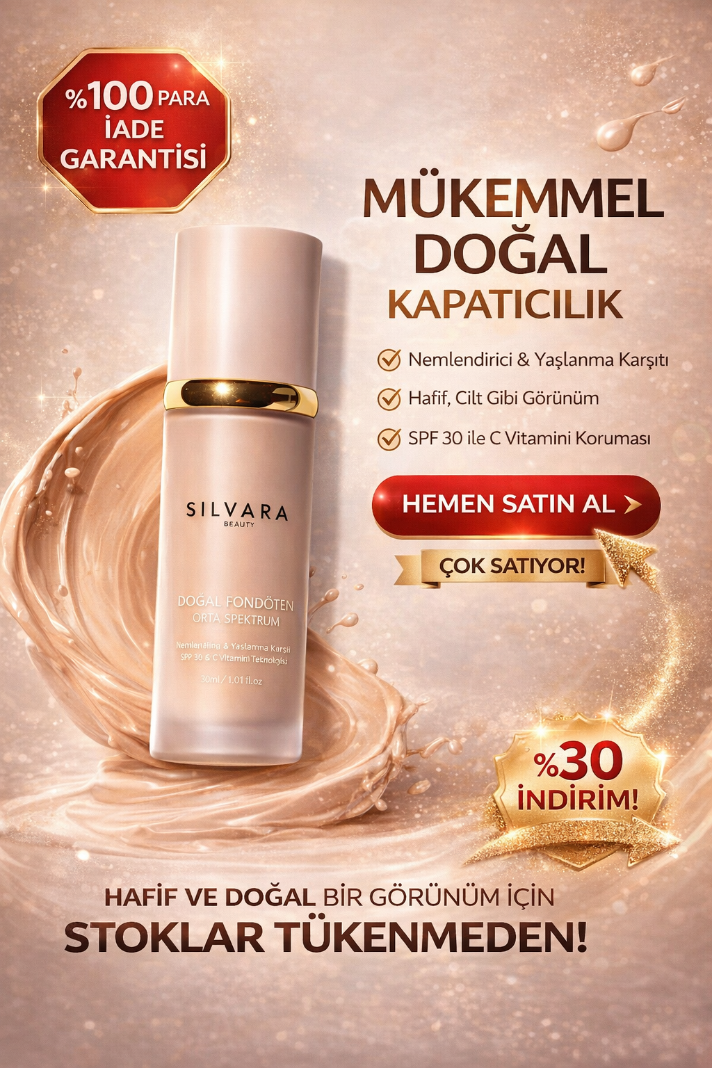 SİLVERA DOĞAL, NEMLENDİRİCİ KIRIŞIKLIK KARŞITI FONDÖTEN